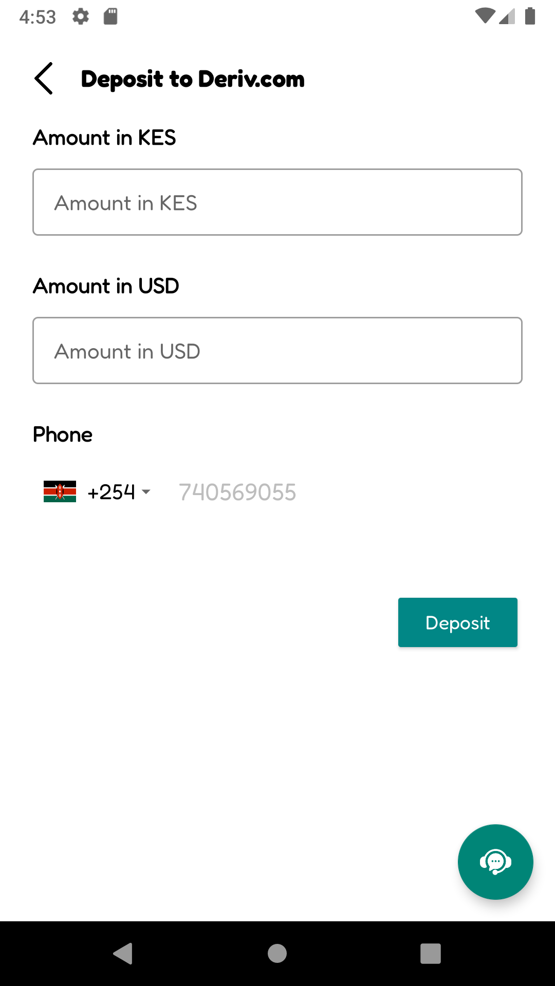 deposit page